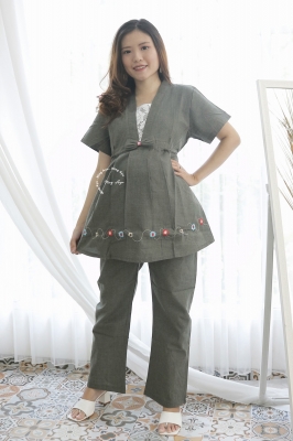  Baju Setelan Ibu Hamil Menyusui Casual VANIA SET - STD 117 HIJAU